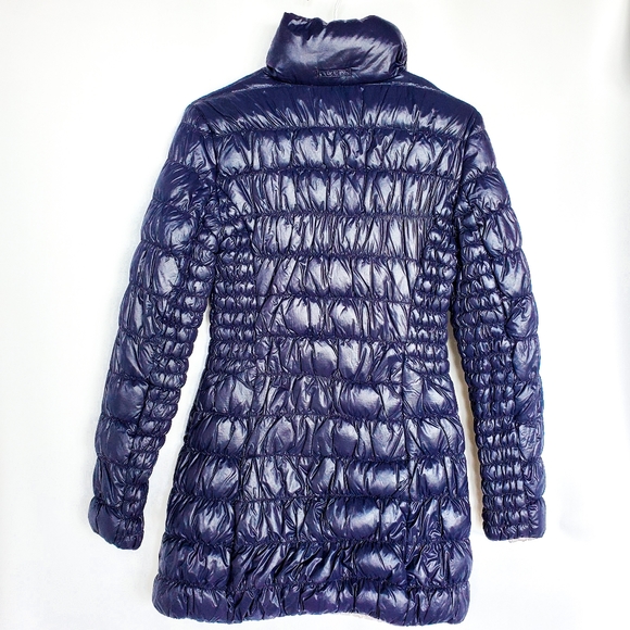 Reversible Laundry by Shelli Segal Navy Blue/White Silver Puffer Jacket - Picture 6 of 12